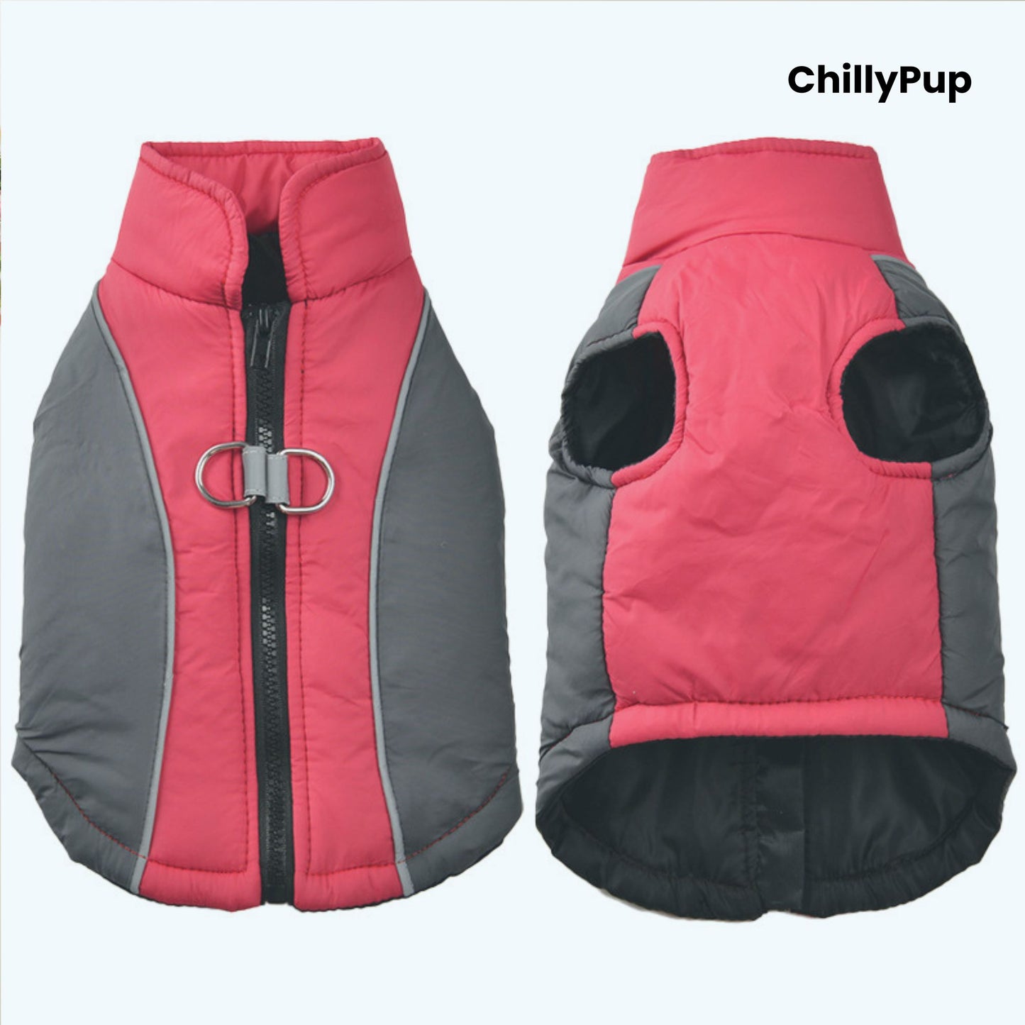 ActiveFit Colour-Block Dog Coat with Harness Clip with ChillyPup branding