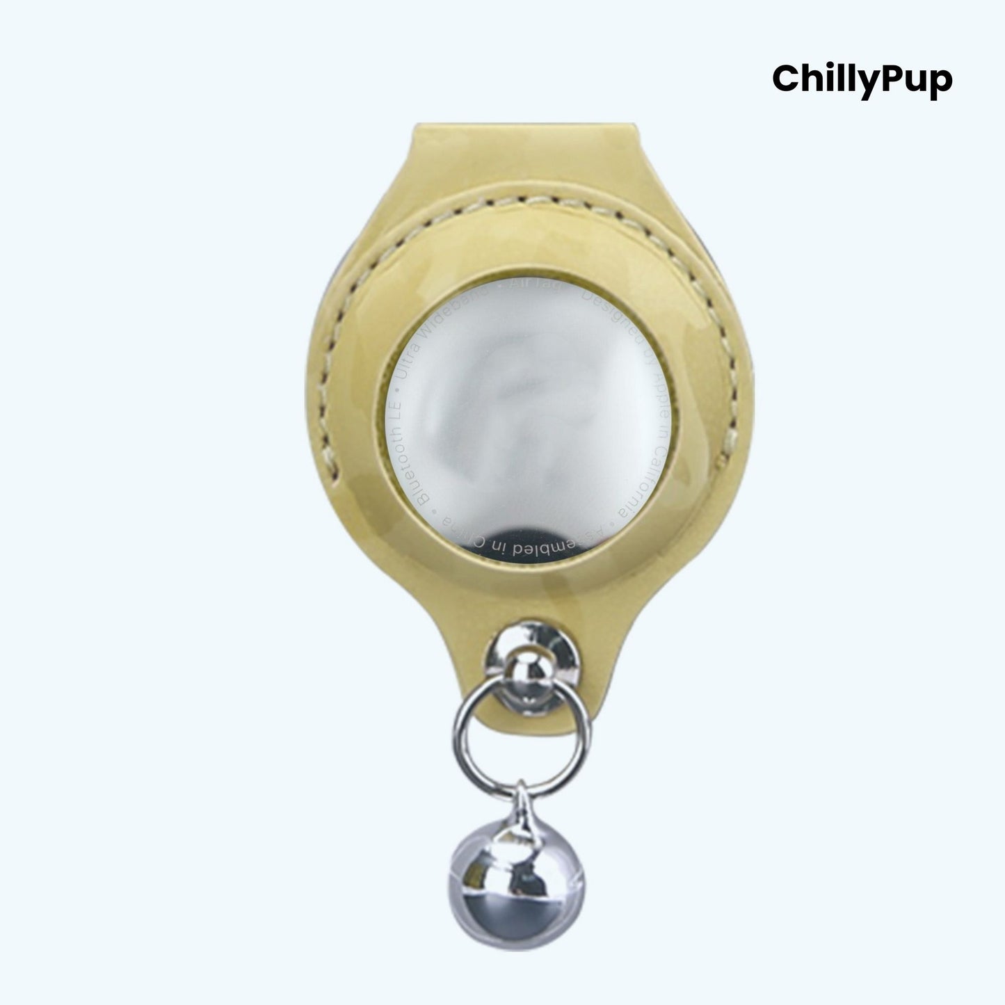 Leather AirTag Dog Collar Holder with Bell – Secure, Stylish & Durable