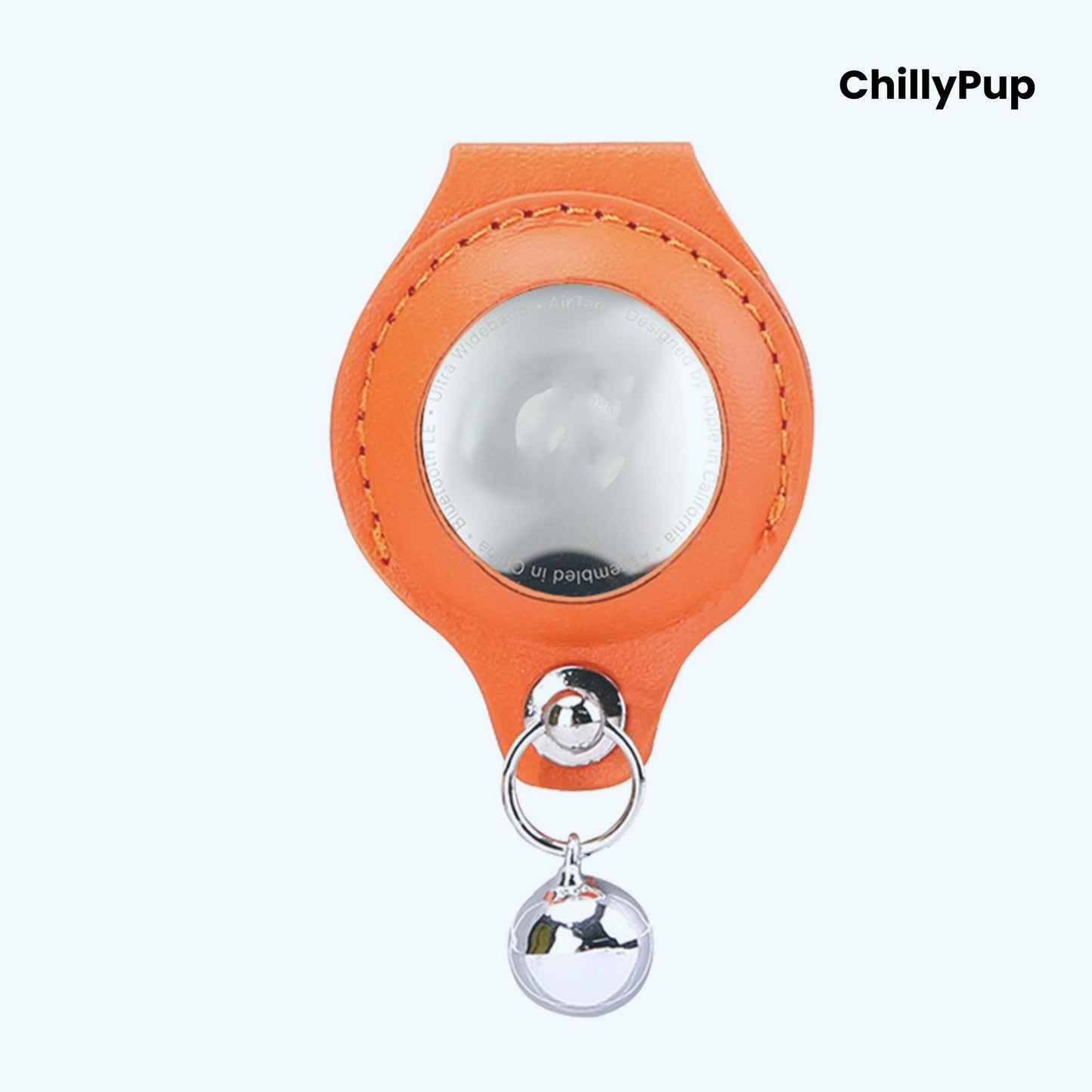 Leather AirTag Dog Collar Holder with Bell – Secure, Stylish & Durable
