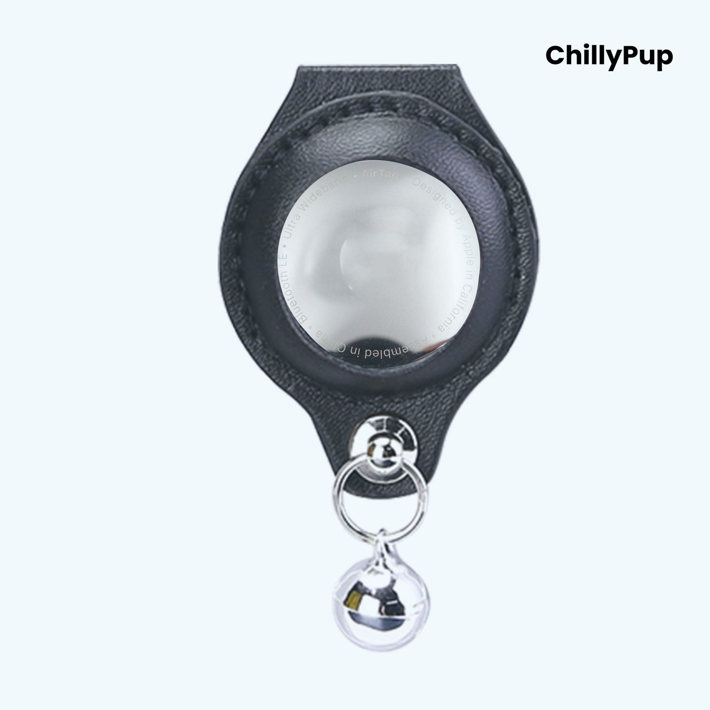 Leather AirTag Dog Collar Holder with Bell – Secure, Stylish & Durable