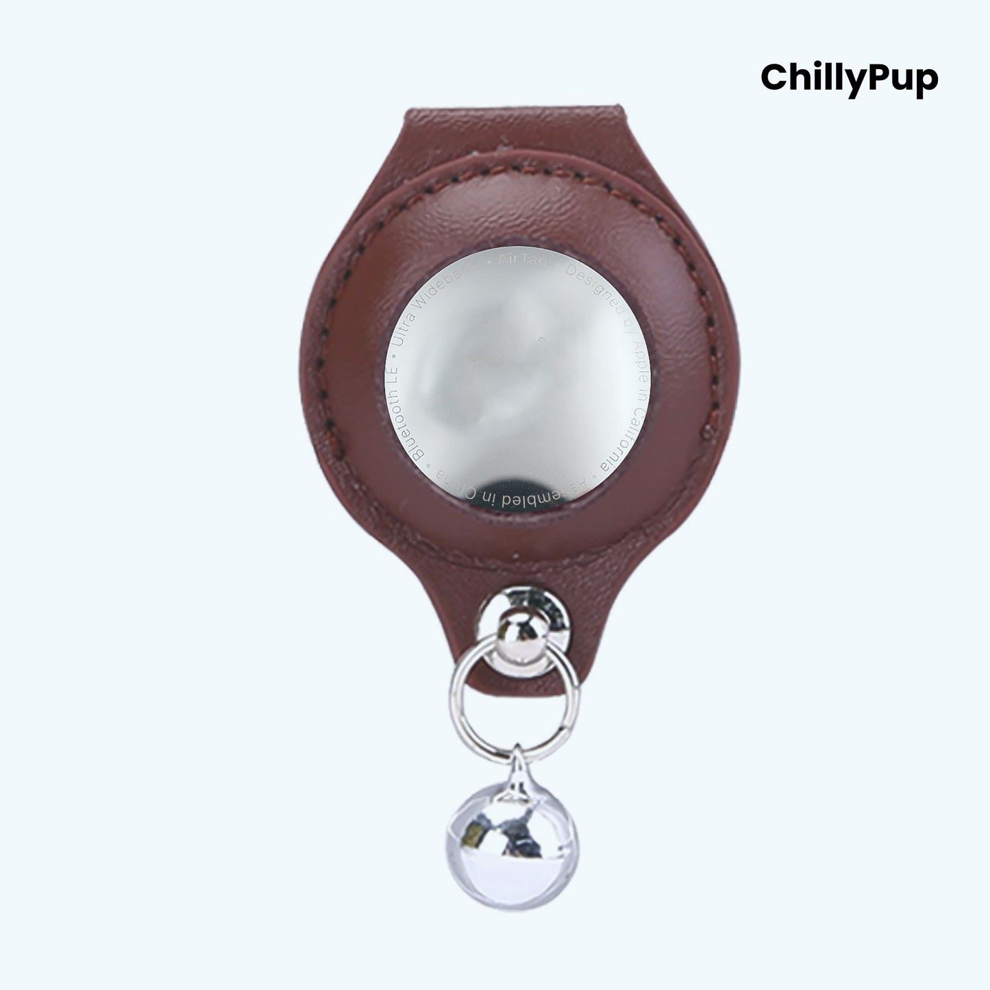 Leather AirTag Dog Collar Holder with Bell – Secure, Stylish & Durable