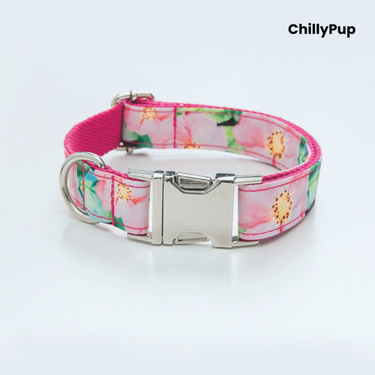 Blossom Pink Floral Dog Collar & Lead Set