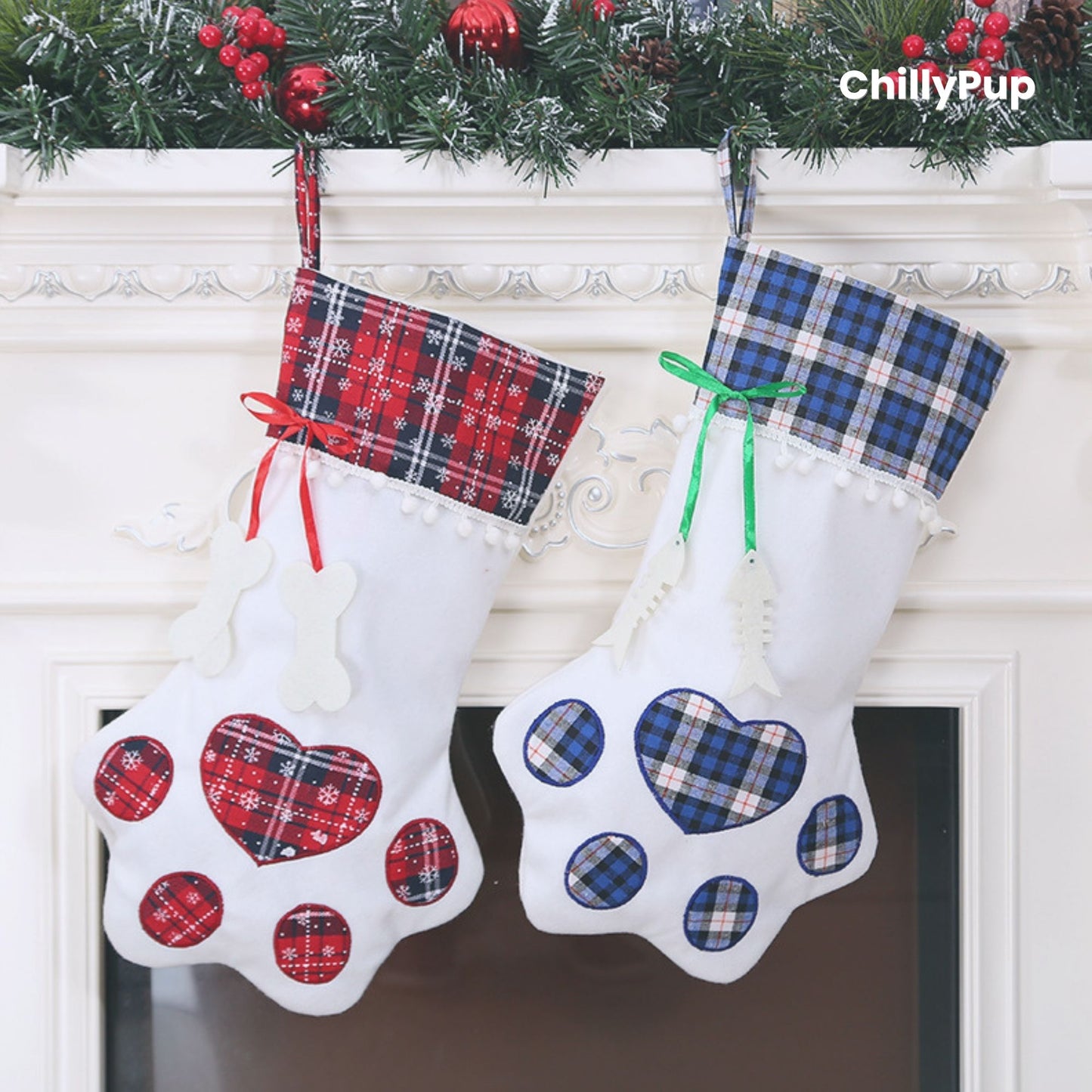 Dog paw Christmas stocking