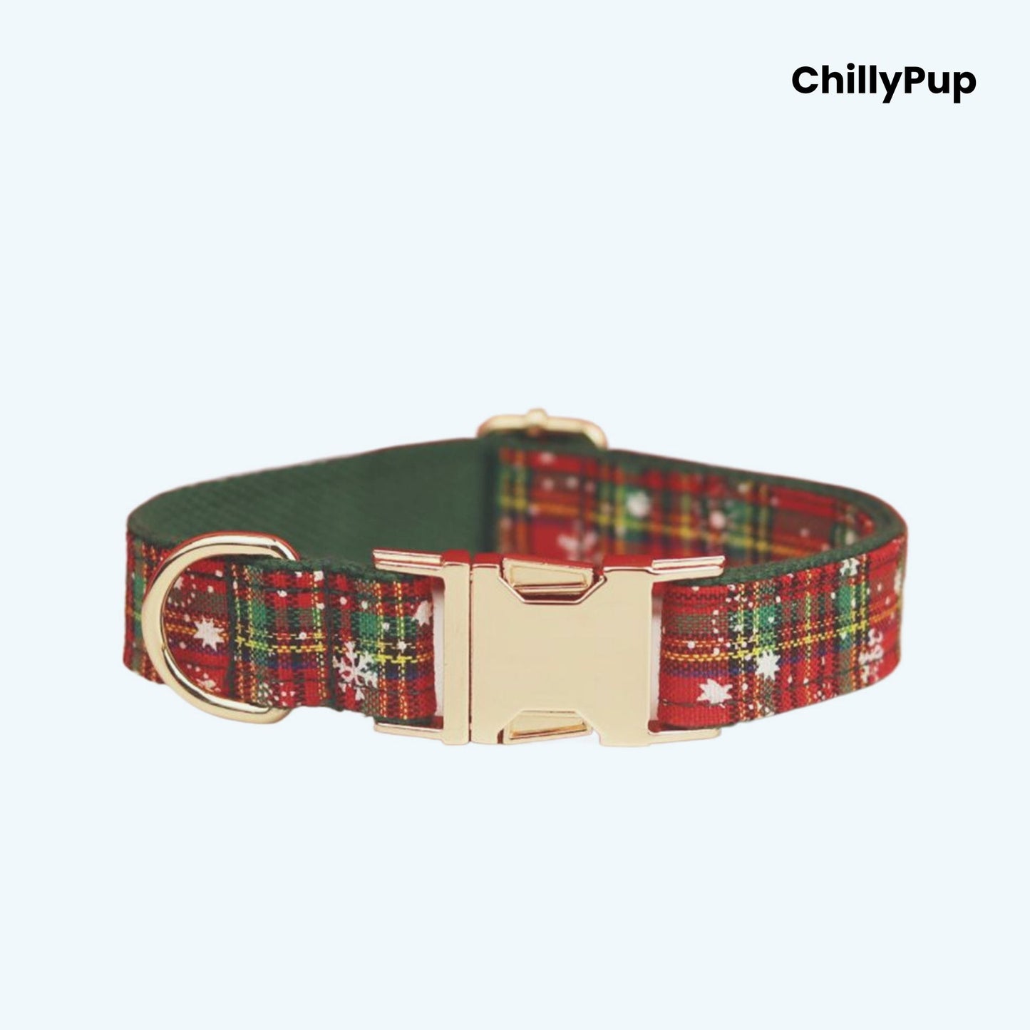 Festive Green harness and lead set with 'ChillyPup' branding on a white background