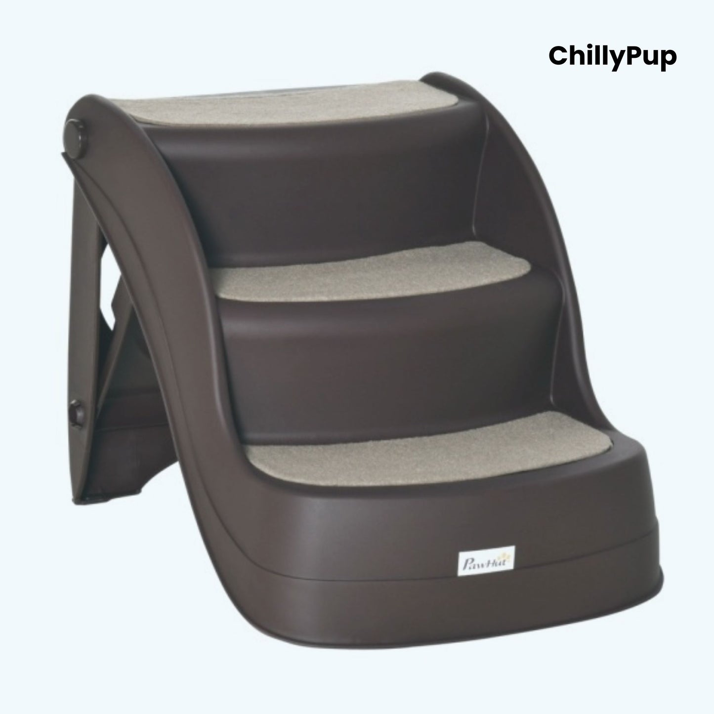 Set of pet stairs with 'ChillyPup' branding on a white background