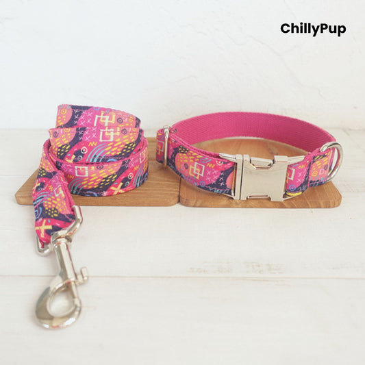 Neon Nights Dog Collar & Lead Set