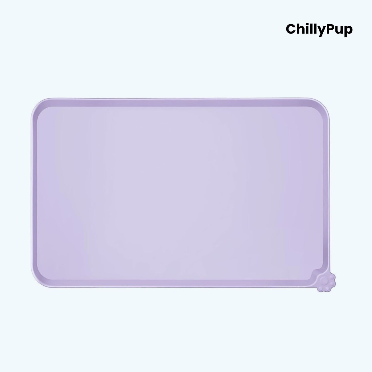 Purple silicone mat with 'ChillyPup' branding on a white background