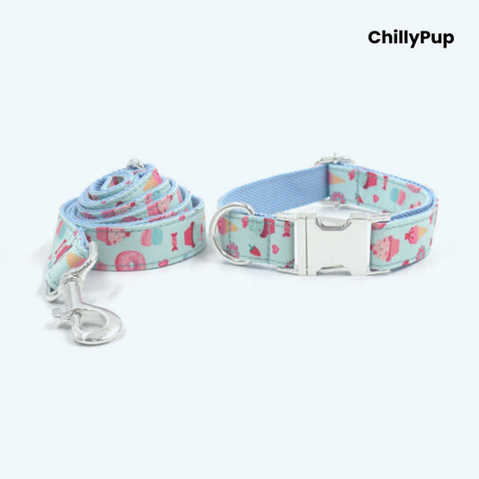 Sweet Treats Dog Collar & Lead Set – Ice Cream, Cupcake & Sweets Print