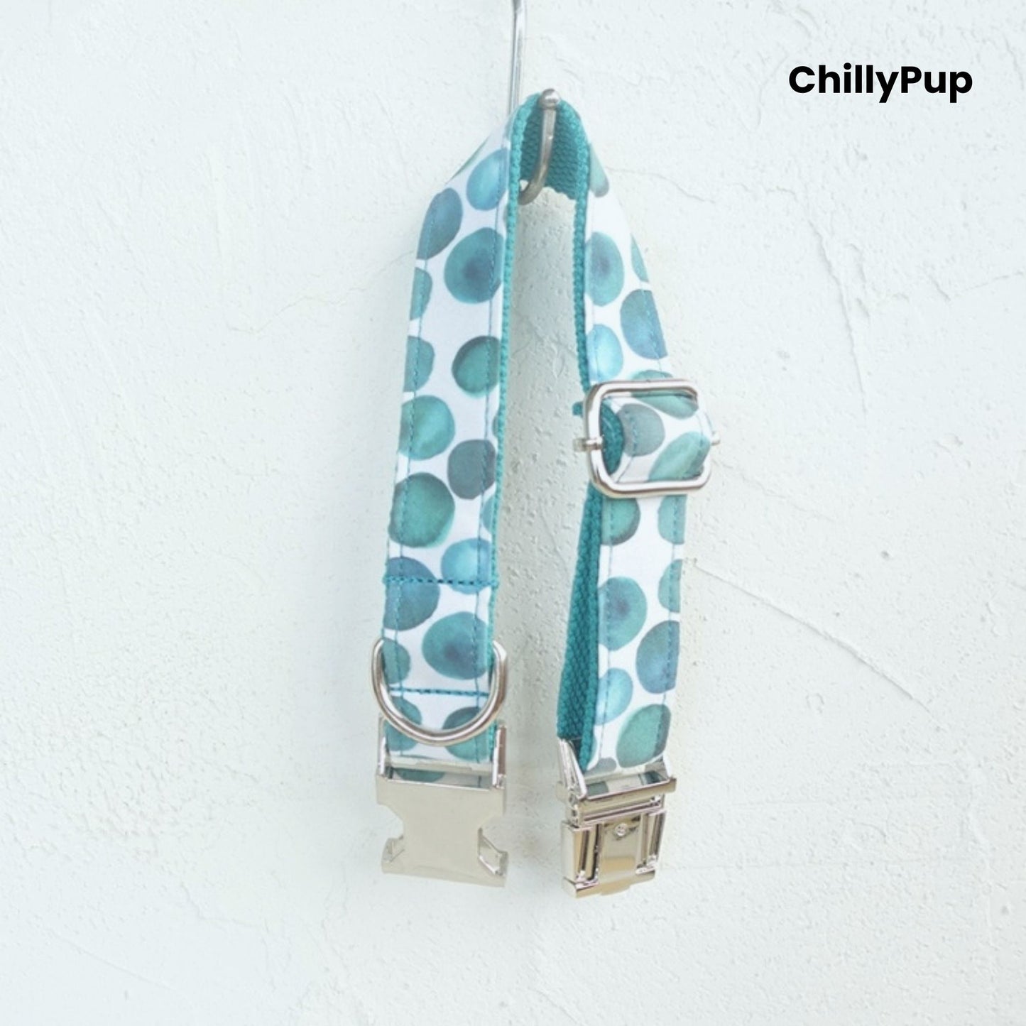 Teal Polka Dot Dog Collar - Adjustable Stylish Pet Collar