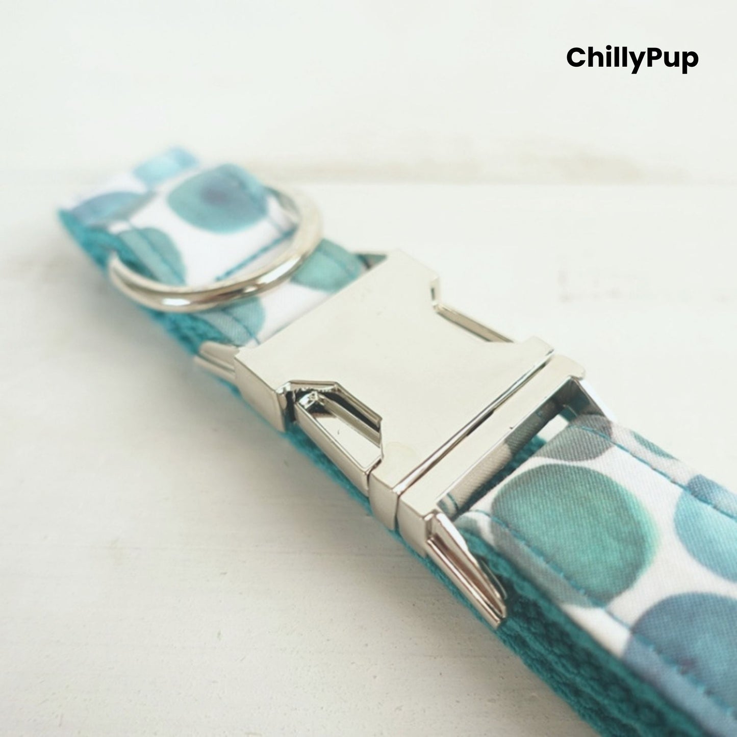 Teal Polka Dot Dog Collar - Adjustable Stylish Pet Collar