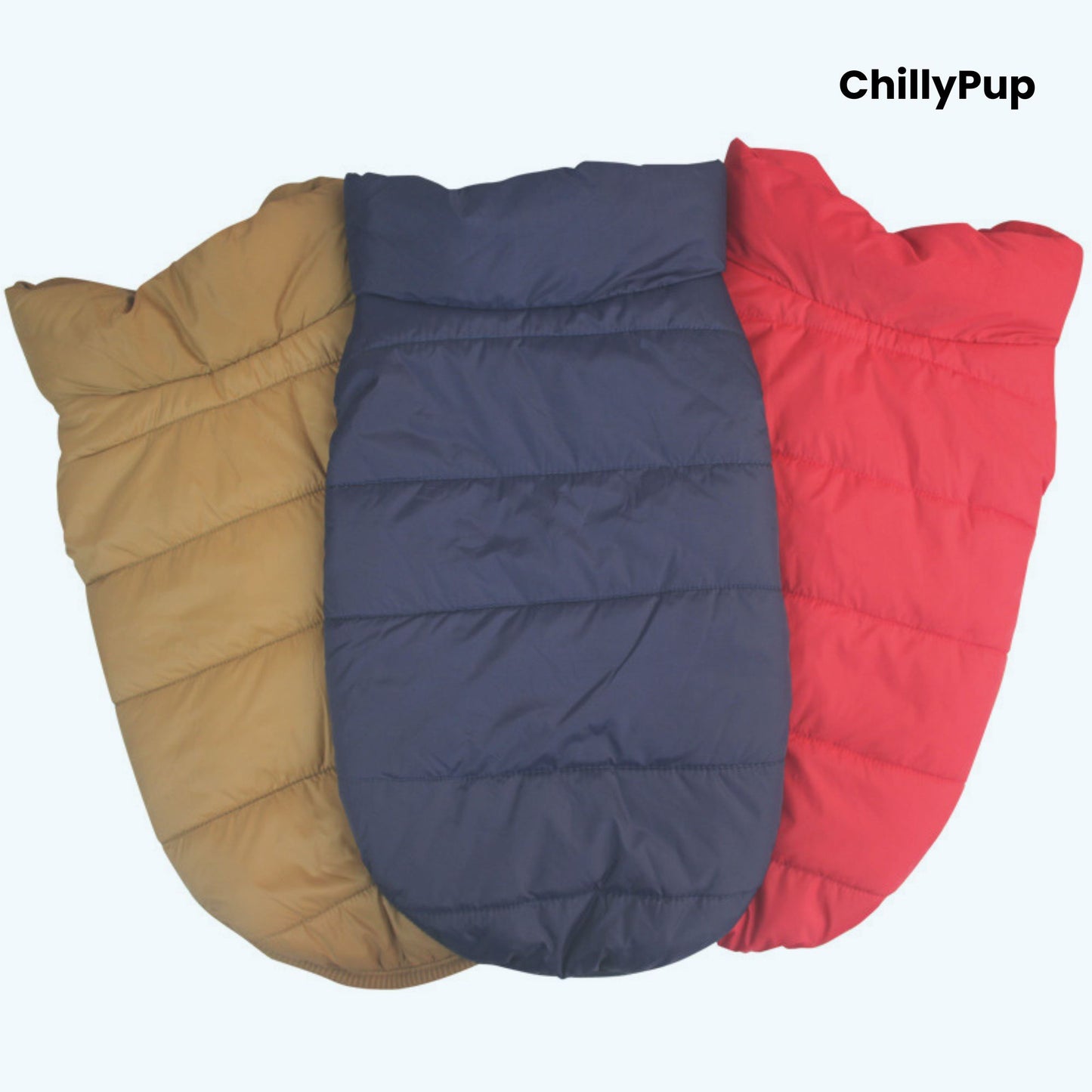 Ultra-Warm Padded Dog Coat with ChillyPup branding on a white background