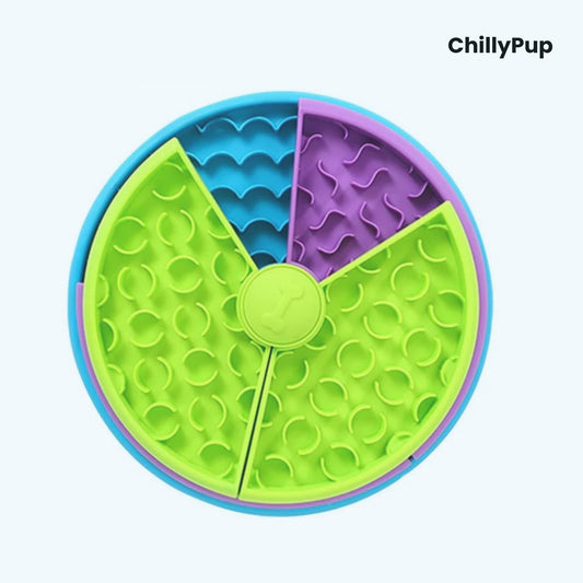 3 layer dog puzzle toy with 'ChillyPup' branding on a white background
