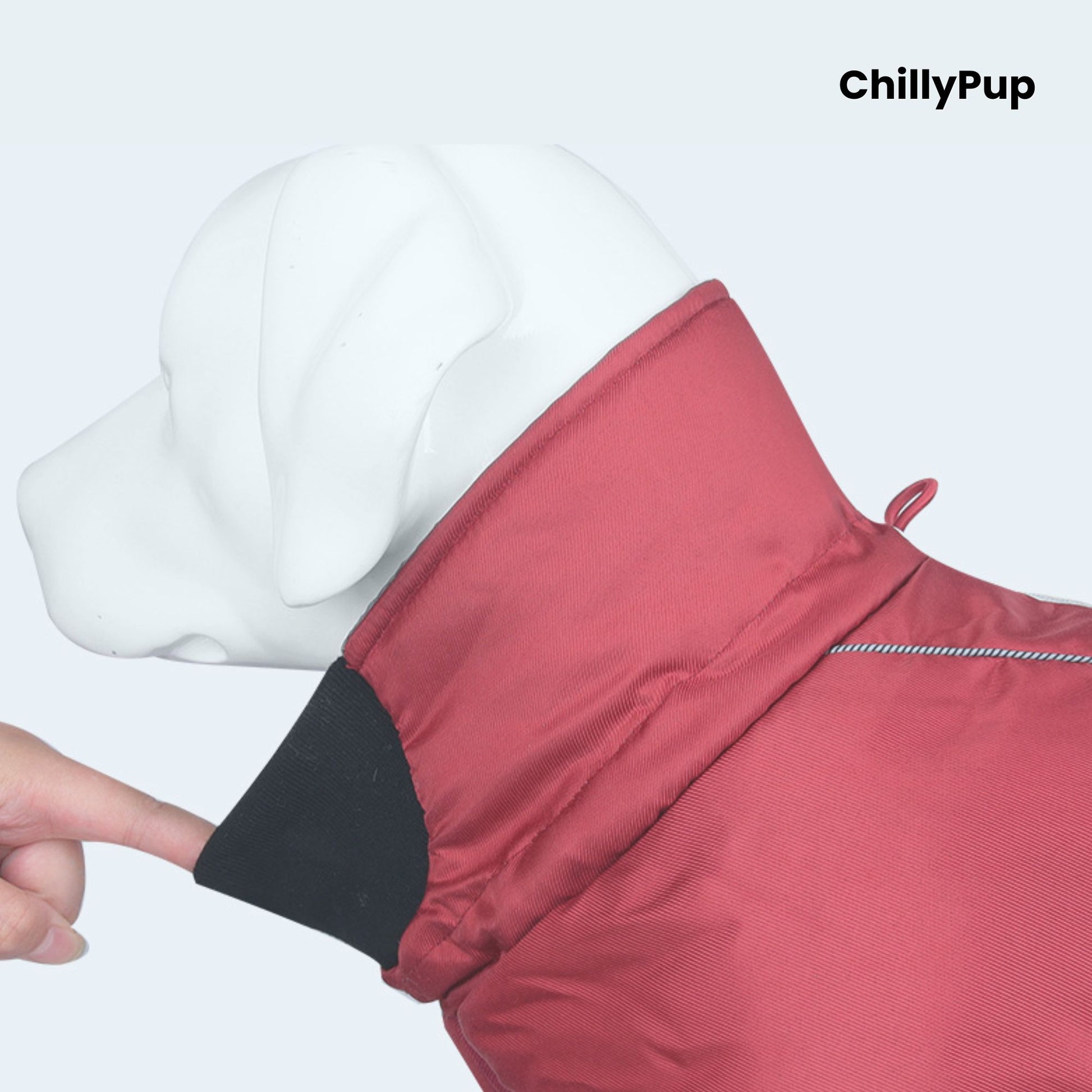ArcticFlex Padded Dog Coat on a white background with ChillyPup branding.