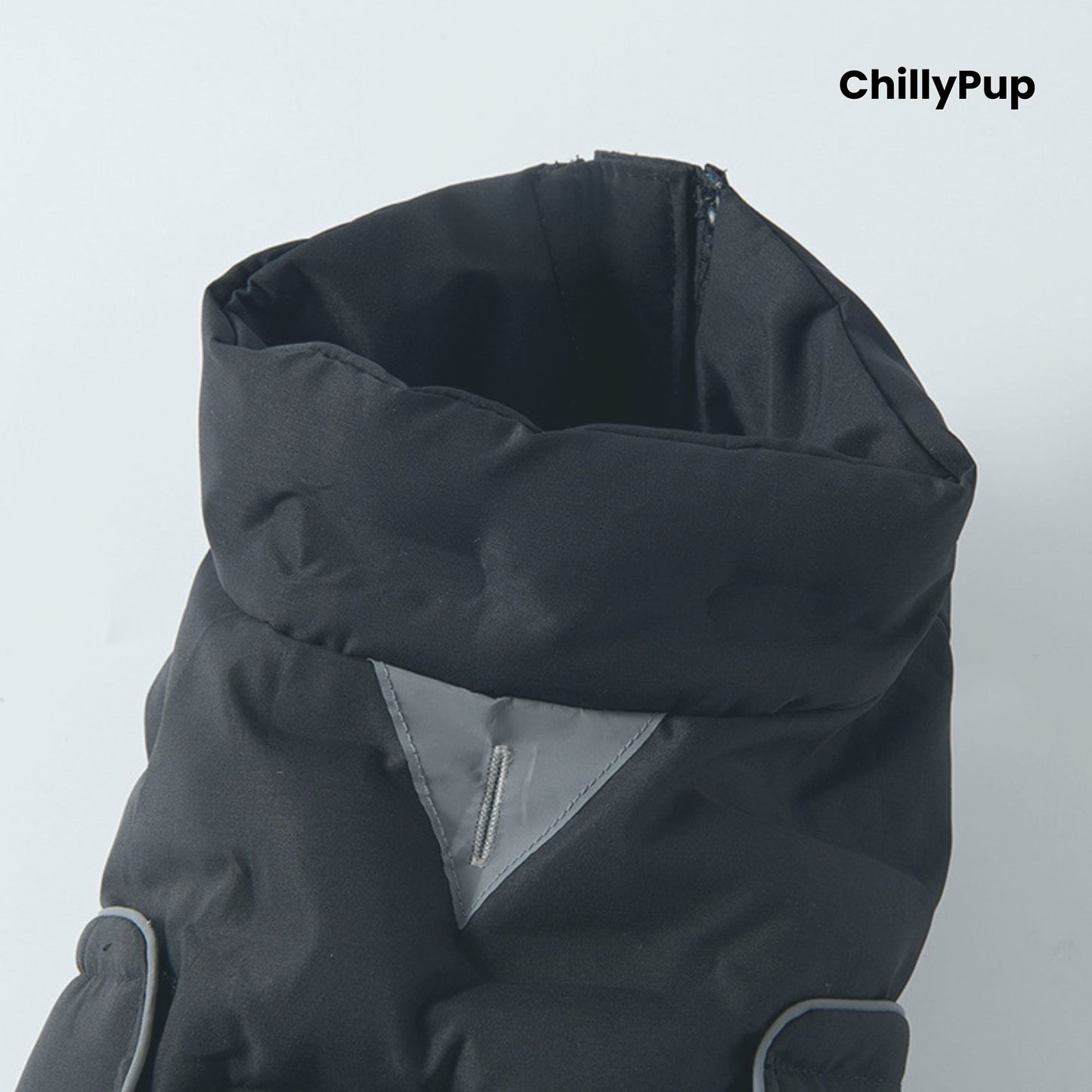 ArcticPuff Dog Coat on a white background with chillypup branding.