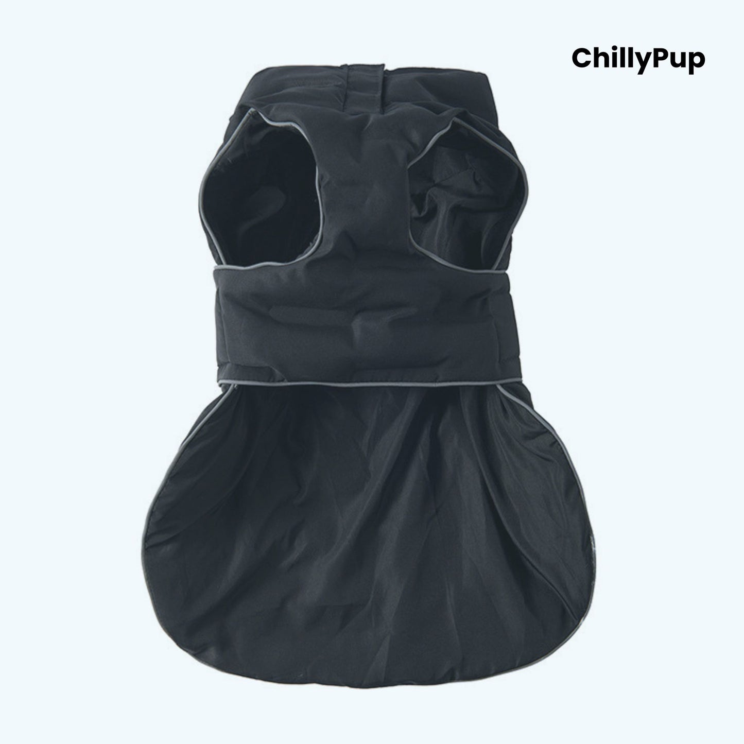 ArcticPuff Dog Coat on a white background with chillypup branding.