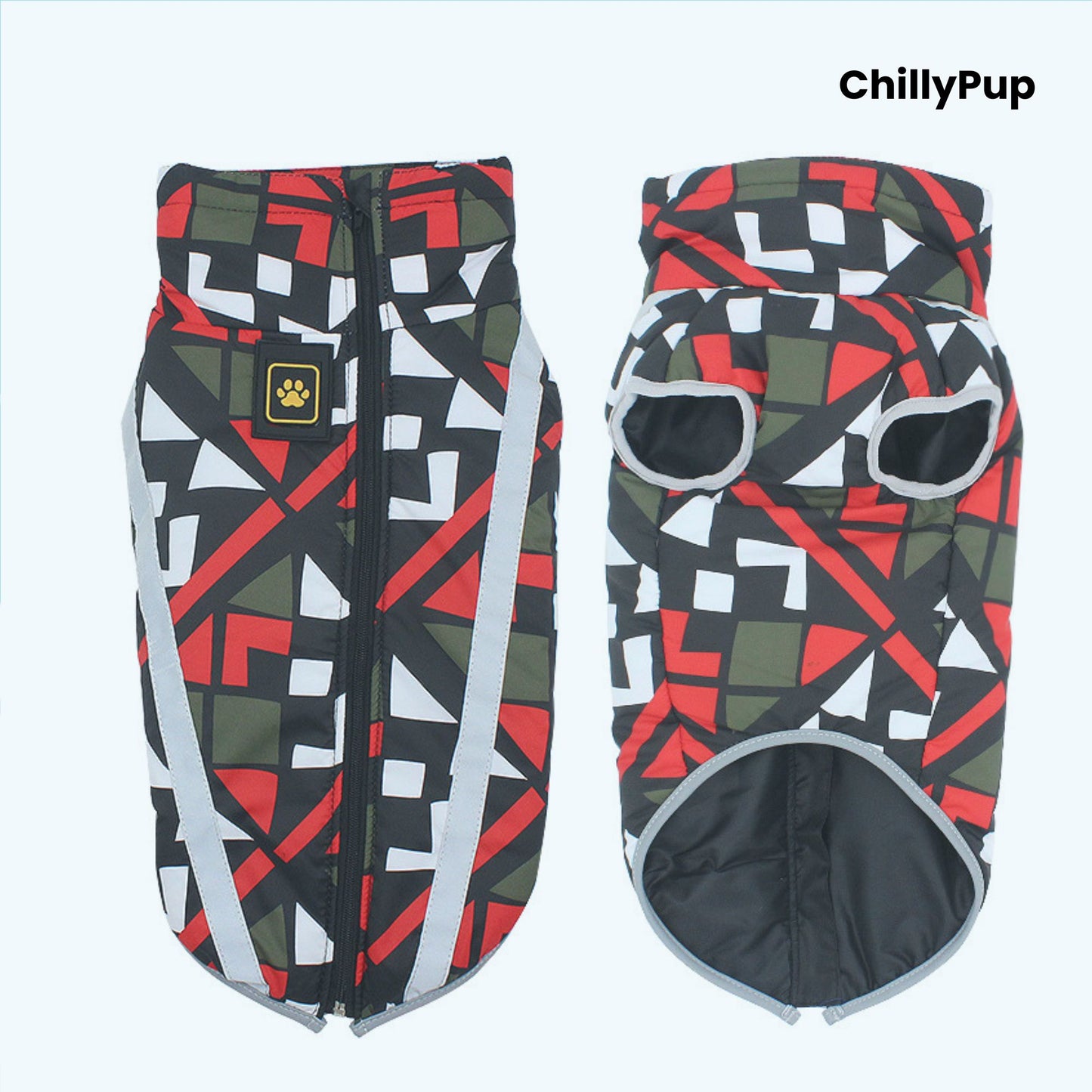 Camouflage Performance Dog Coat with Reflective Trim  with ChillyPup branding