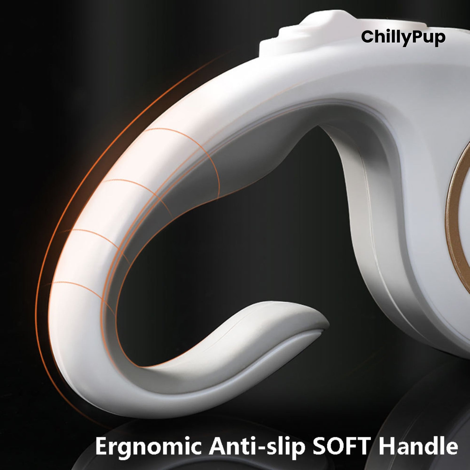 Ergonomic anti-slip soft handle with 'ChillyPup' branding on a dark background