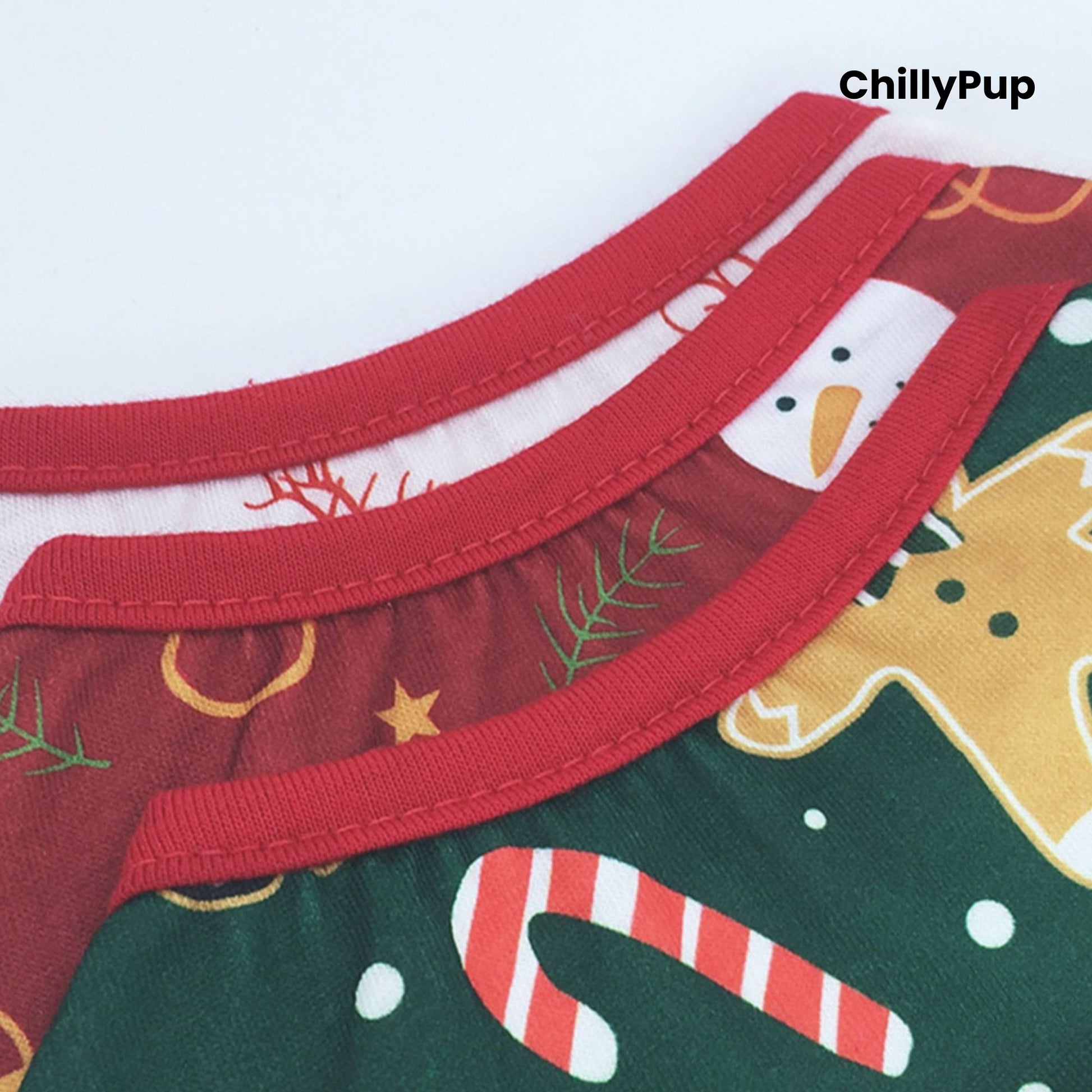 Dog Christmas thin jumper on a white background with Chillypup branding. 