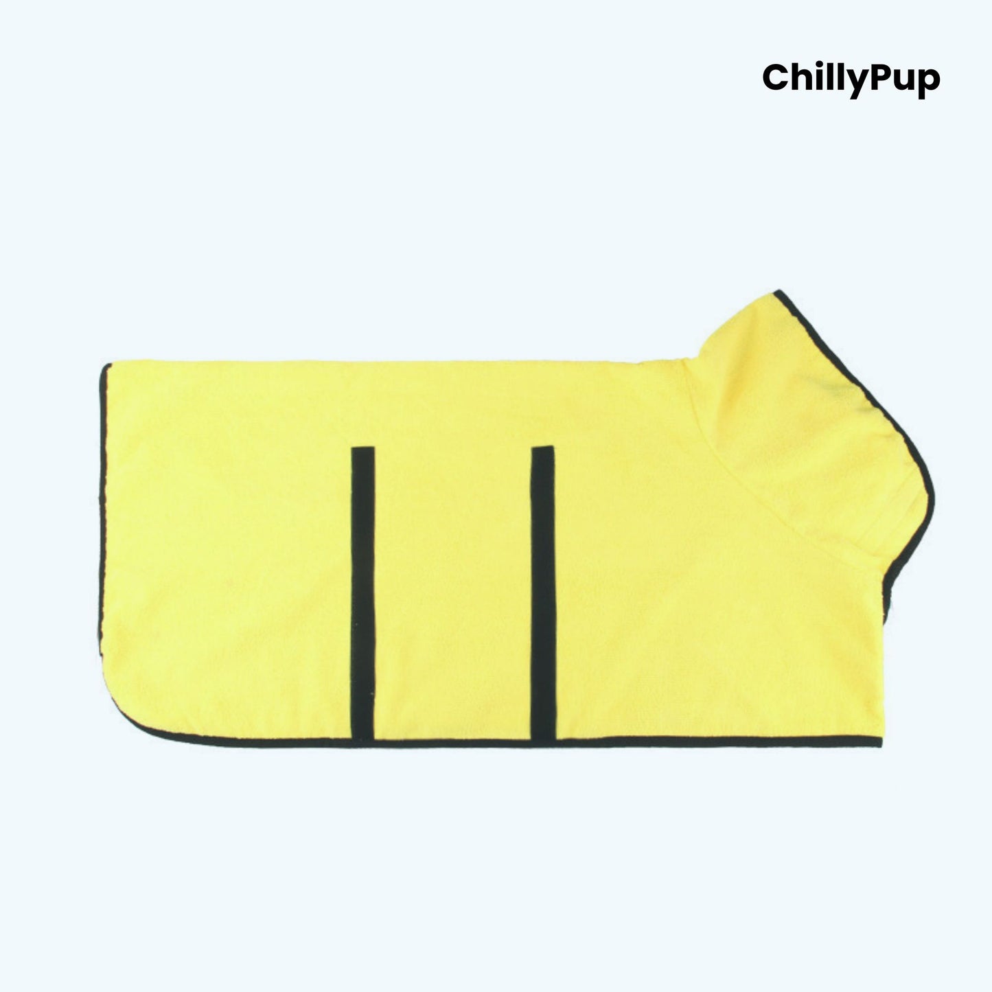 Luxury Dog Towel Bath Robe on a white background with Chillypup branding.