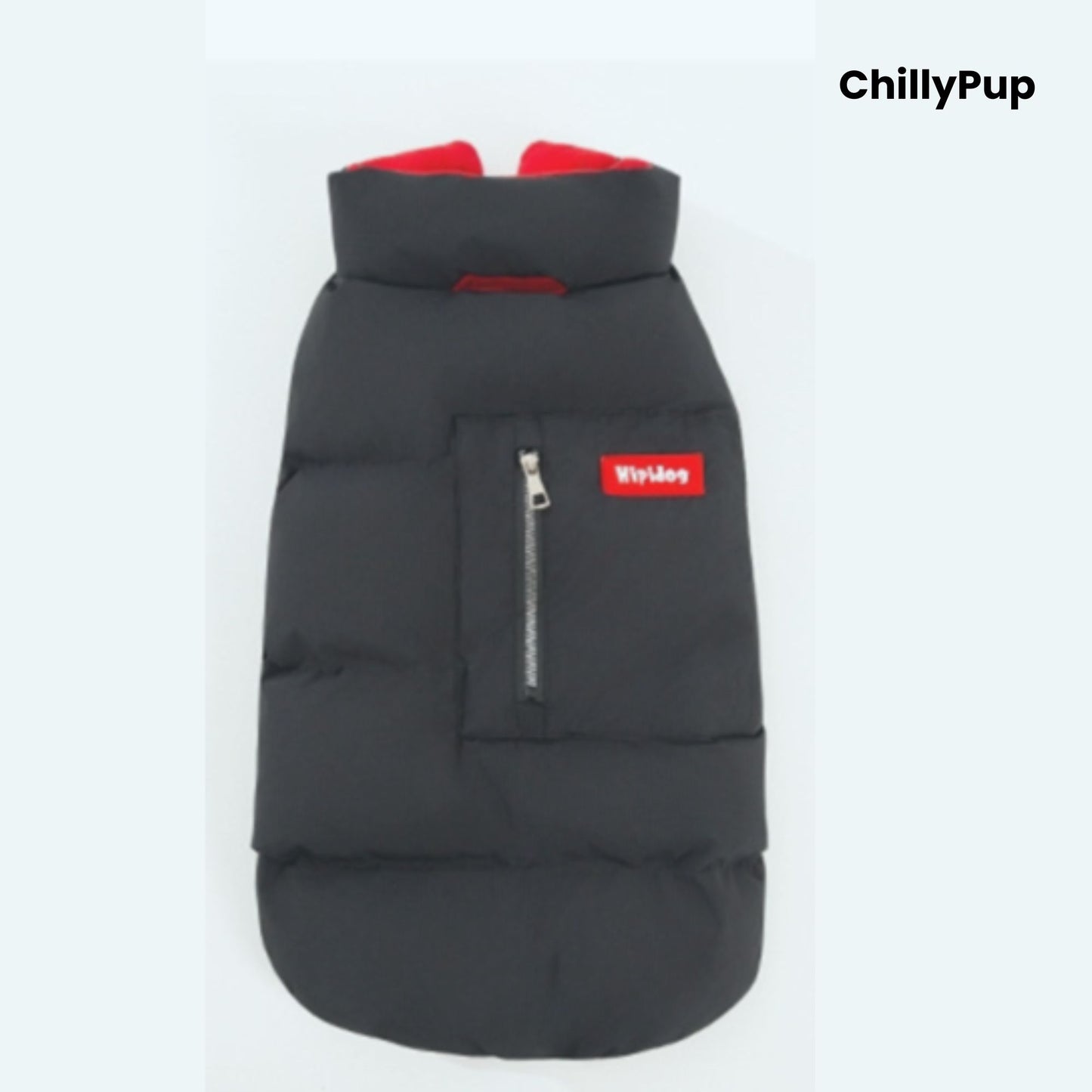 Luxury Winter Dog Puffer Coat with Fleece Lining with ChillyPup branding