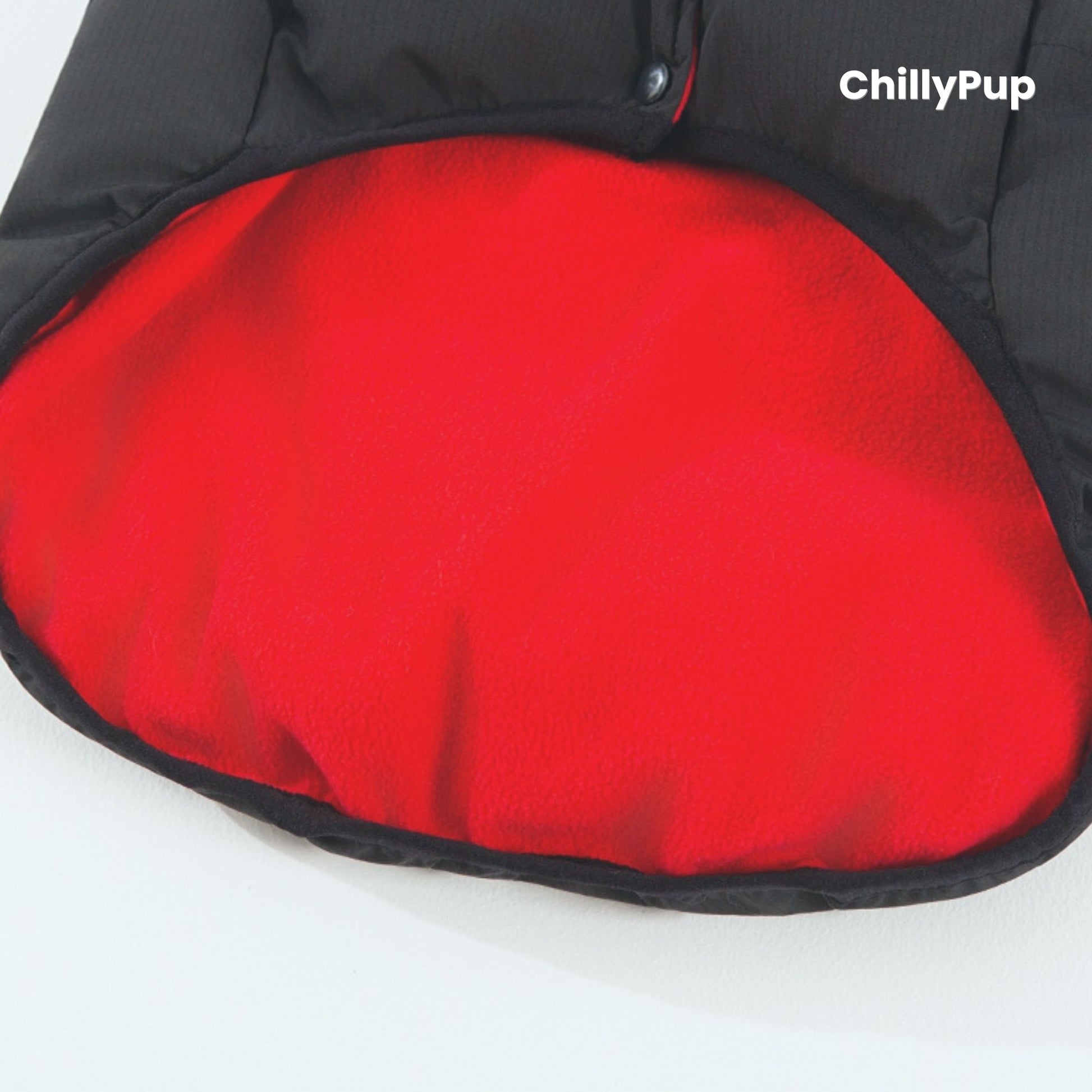 Luxury Winter Dog Puffer Coat with Fleece Lining with ChillyPup branding