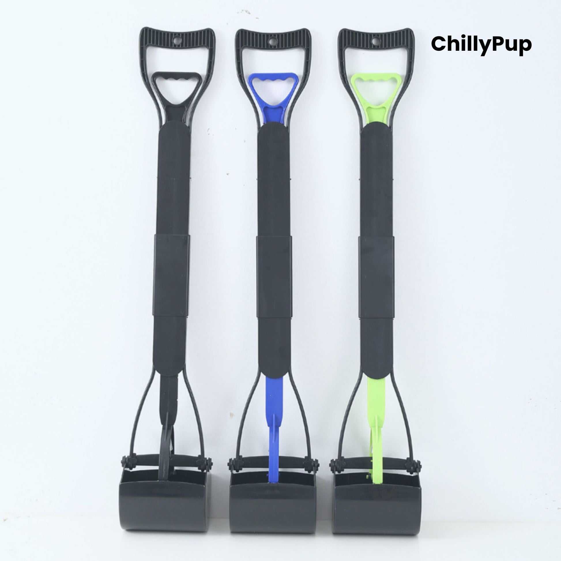 PawGrab Foldable Adjustable Dog Pooper Scooper branded on ChillyPup background