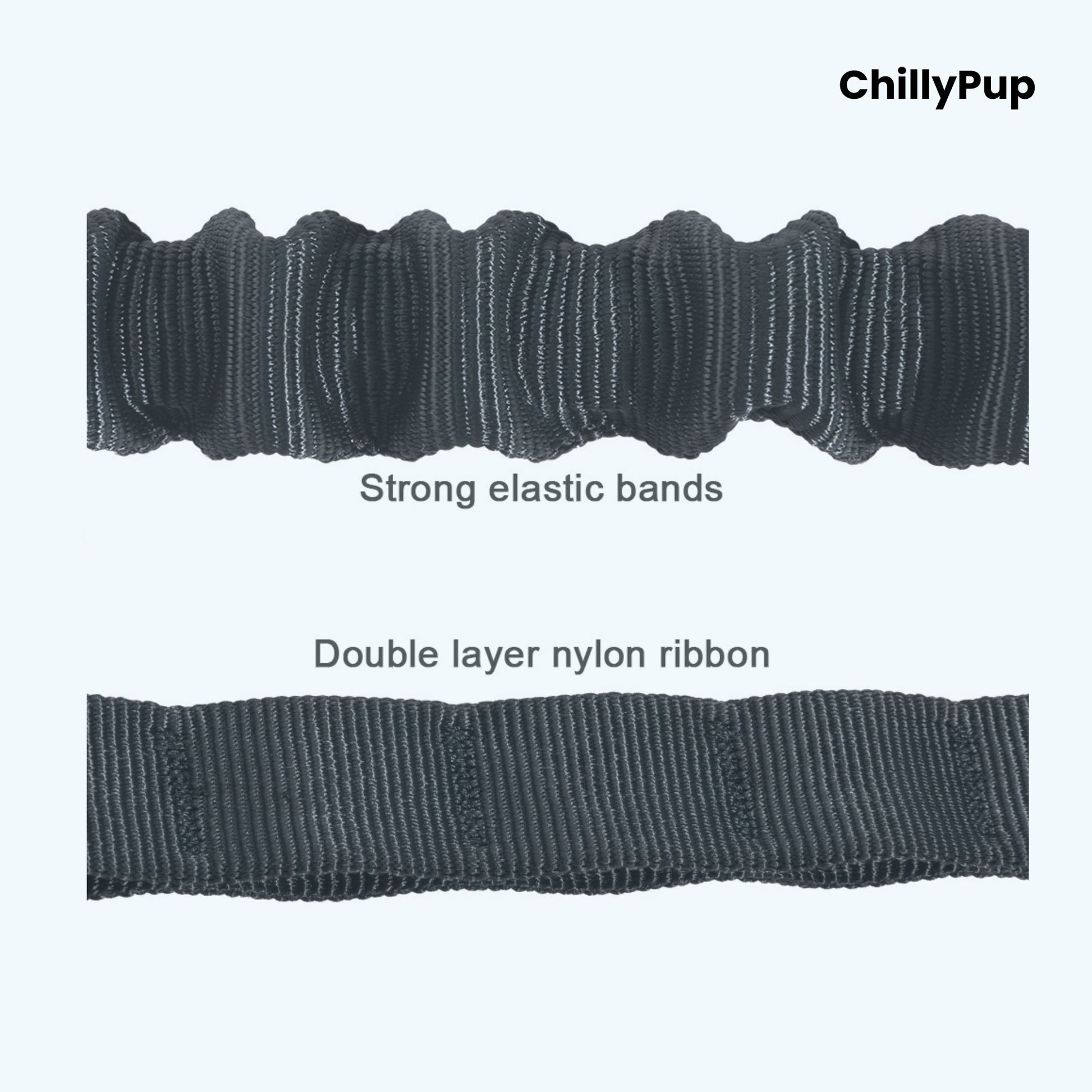 dog lead with bungee feature on a white background, branded 'ChillyPup'.