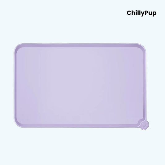Purple silicone mat with 'ChillyPup' branding on a white background