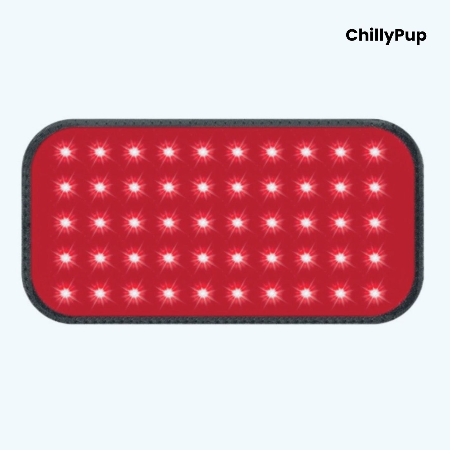 Red LED light panel with 'ChillyPup' branding on a white background