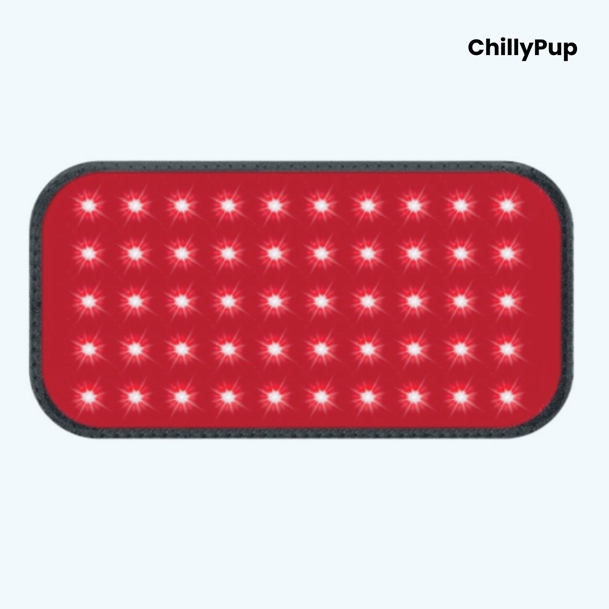 Red LED light panel with 'ChillyPup' branding on a white background