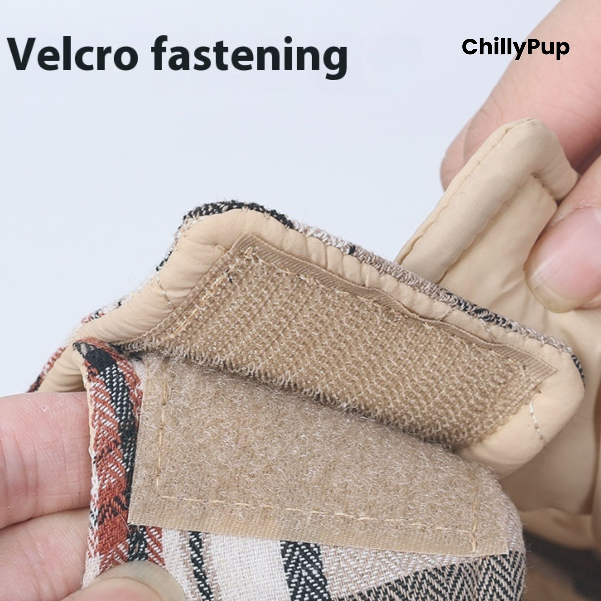 Reversible Heritage Tartan Dog Coat showing both sides with ChillyPup branding on a white background.