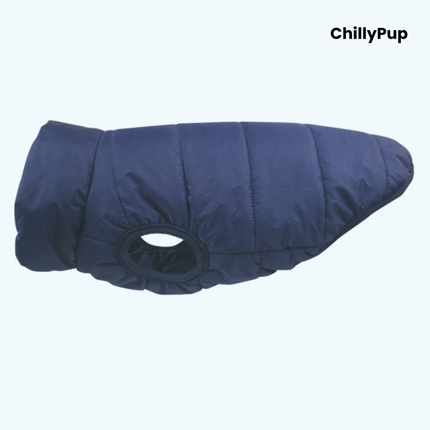 Ultra-Warm Padded Dog Coat with ChillyPup branding on a white background
