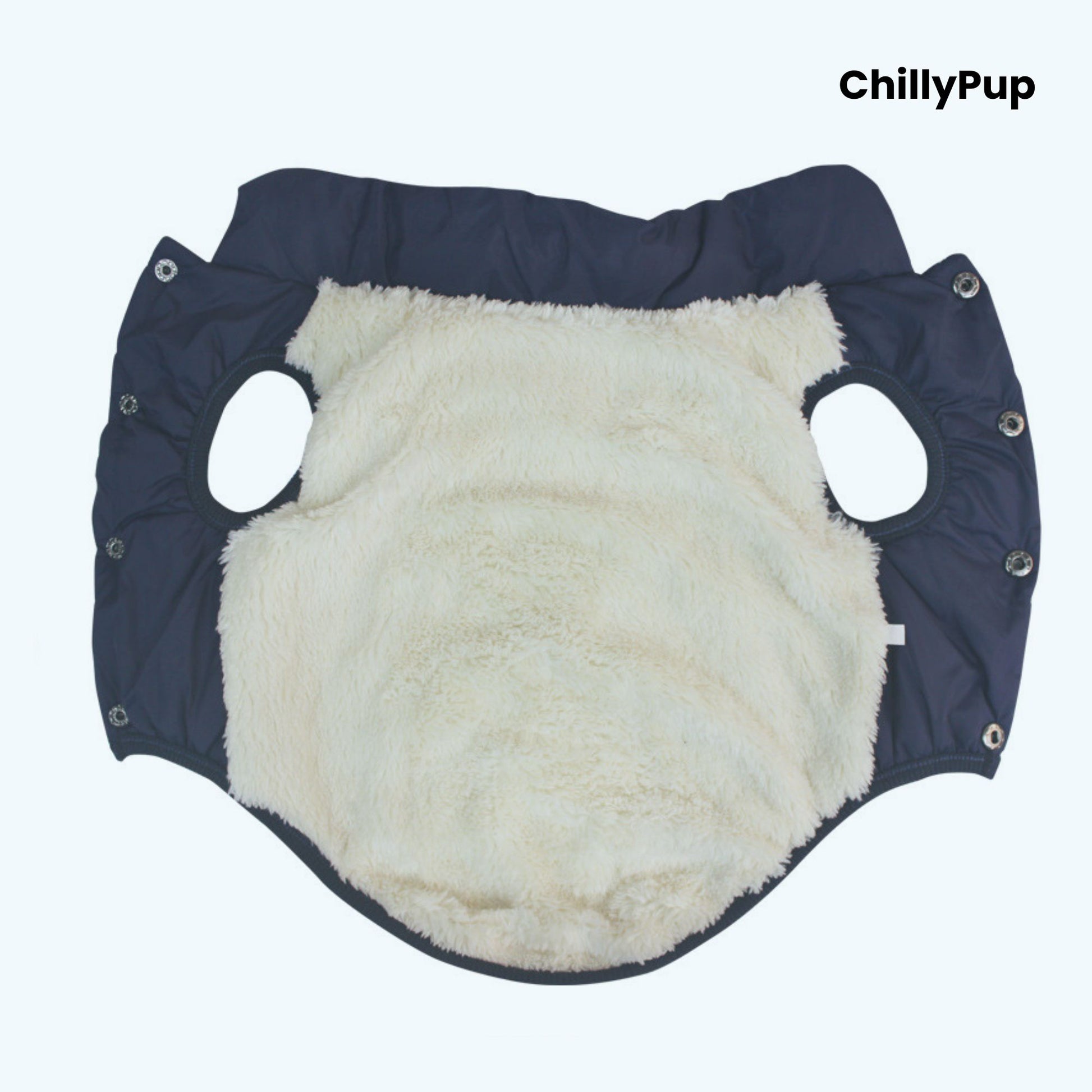 Ultra-Warm Padded Dog Coat with ChillyPup branding on a white background
