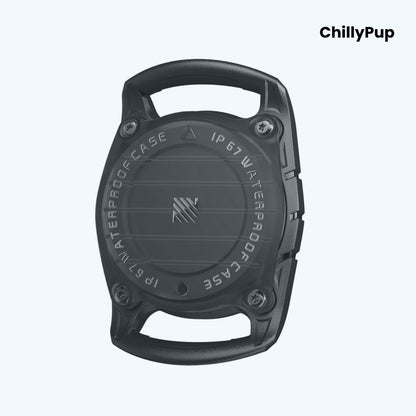 Black waterproof case with 'ChillyPup' branding on a light blue background