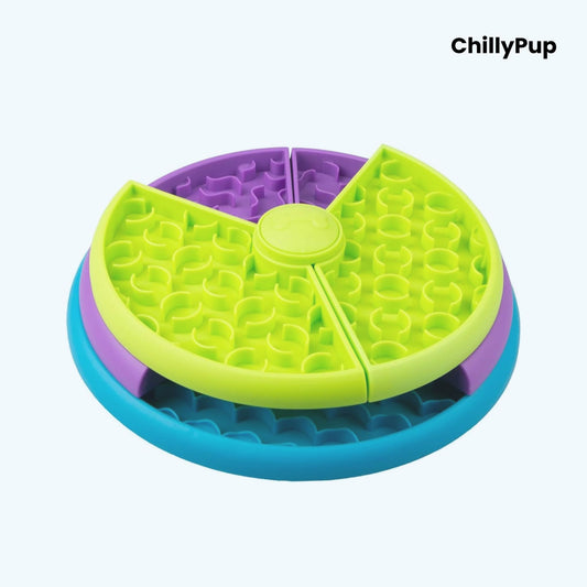 3 layer dog puzzle toy with 'ChillyPup' branding on a white background